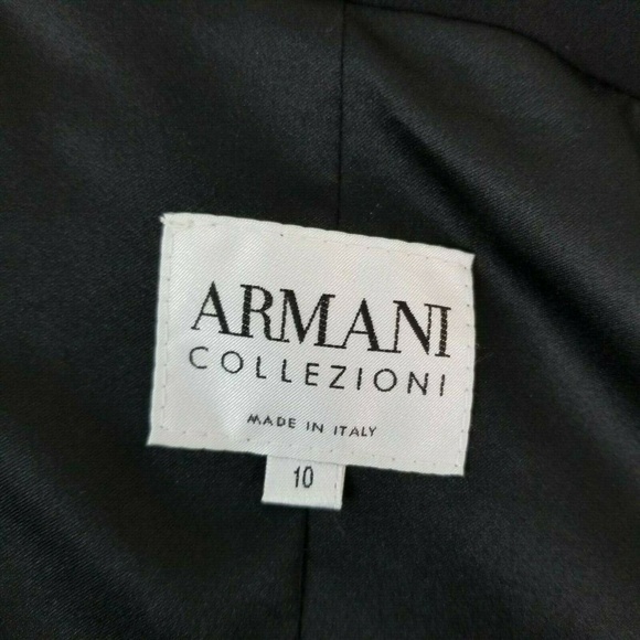 Armani Collezioni Black Silk Blazer Flared Hem Pleated Sleeves Sz 10 NWT - Picture 7 of 8